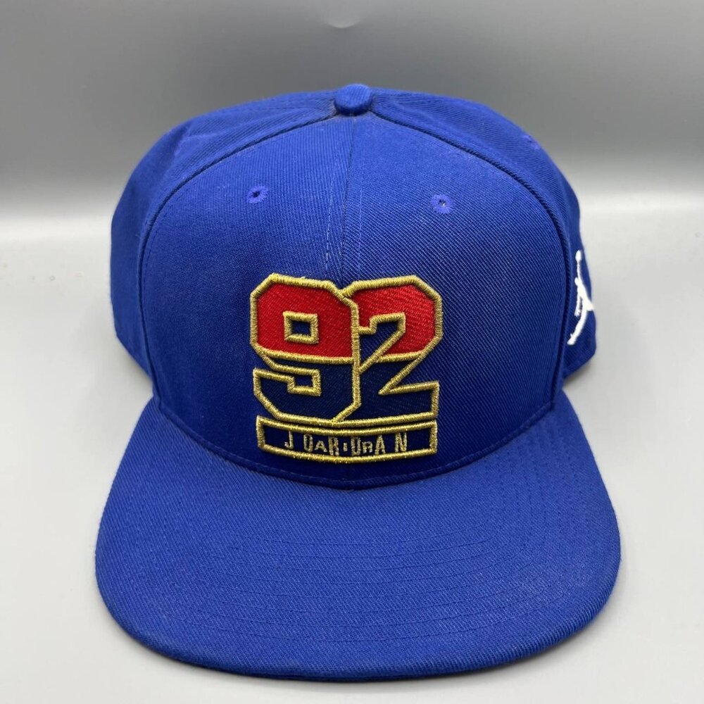 Air Jordan 92 Hat Men Blue Embroidered Logo Jumpman Snap Back Cap